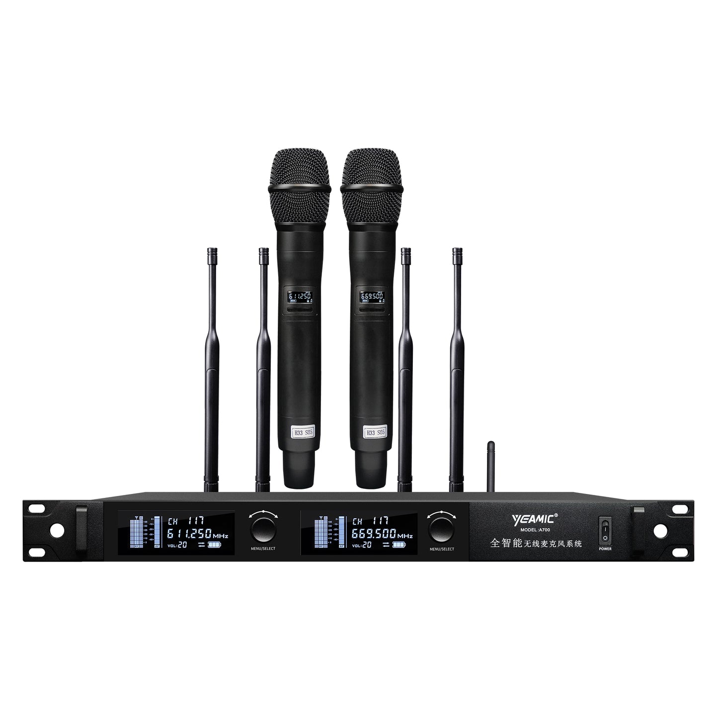 Smart wireless microphones with leading interference free technology A700 Yeamic intelligence